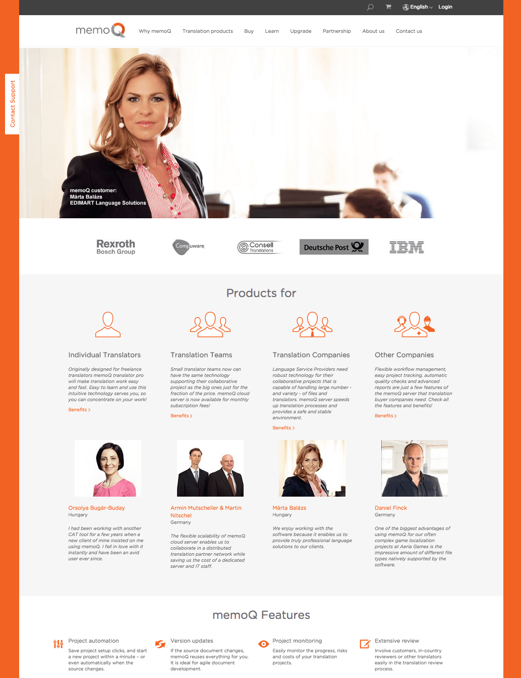 Opening page targeting four segments